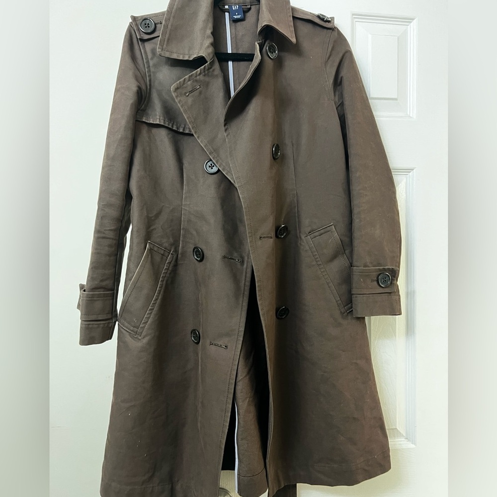 GAP Dark Brown Double-Breasted Trench Coat - Picture 10 of 15